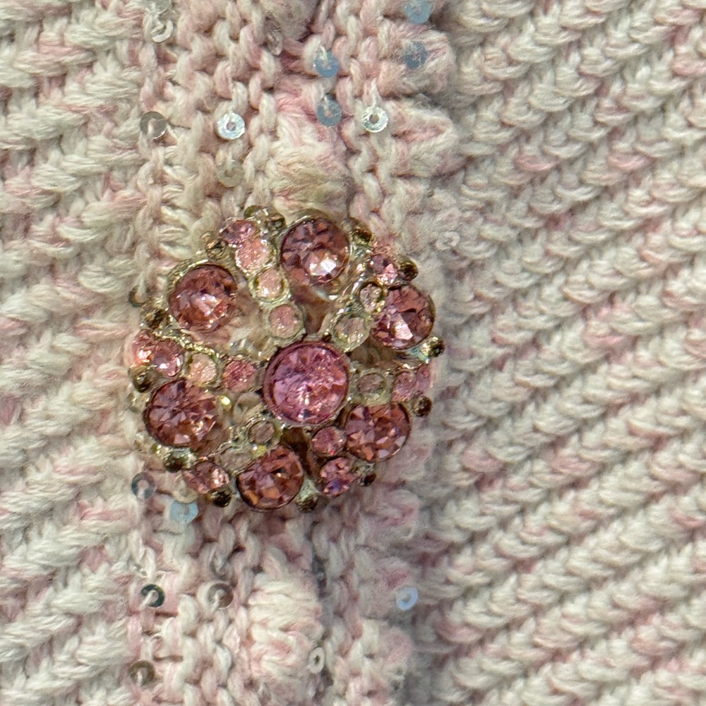 SOLD Self-Portrait Baby Pink Knit Crop Cardigan | XS | Pearl Button Detail - Picture 5 of 11